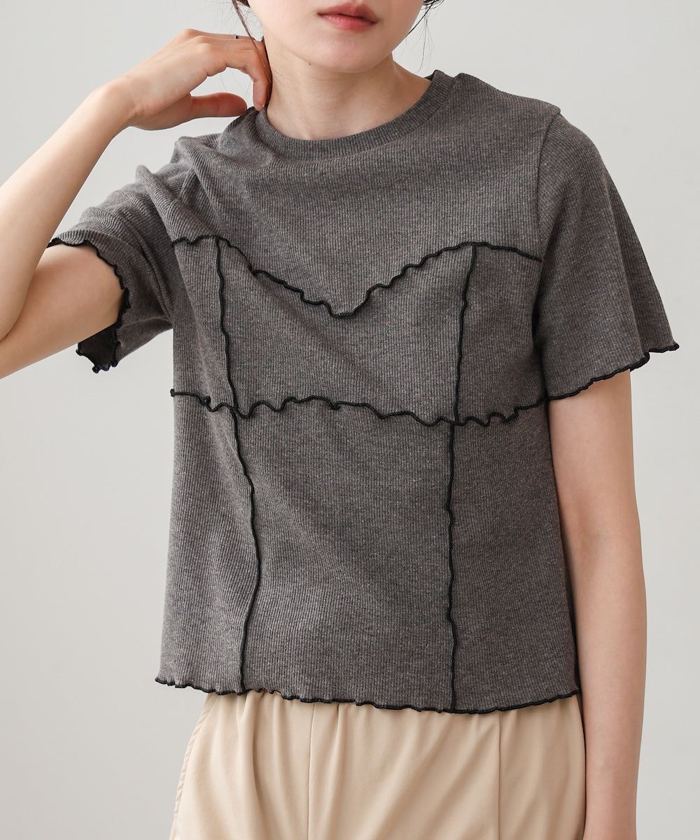 ビスチェライク配色メロウカットソー