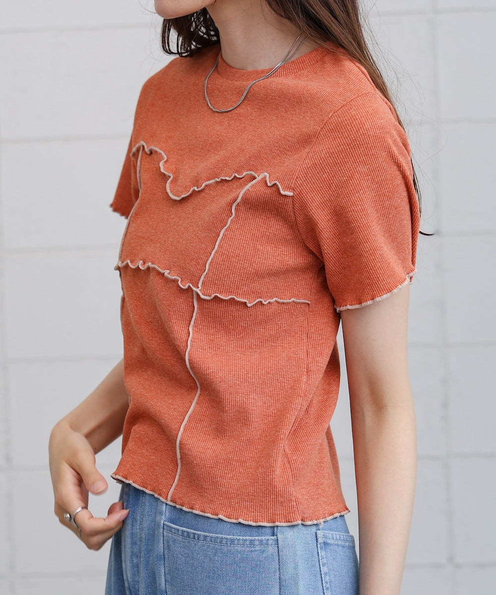 ビスチェライク配色メロウカットソー