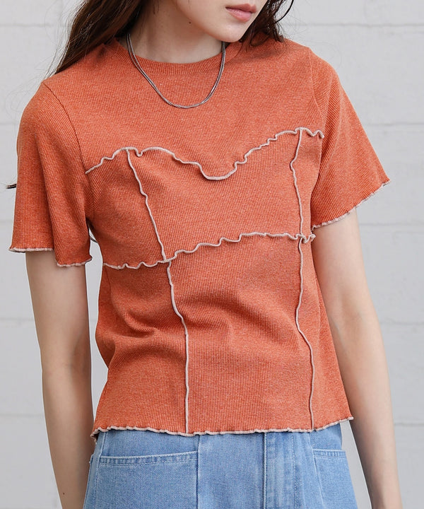 ビスチェライク配色メロウカットソー