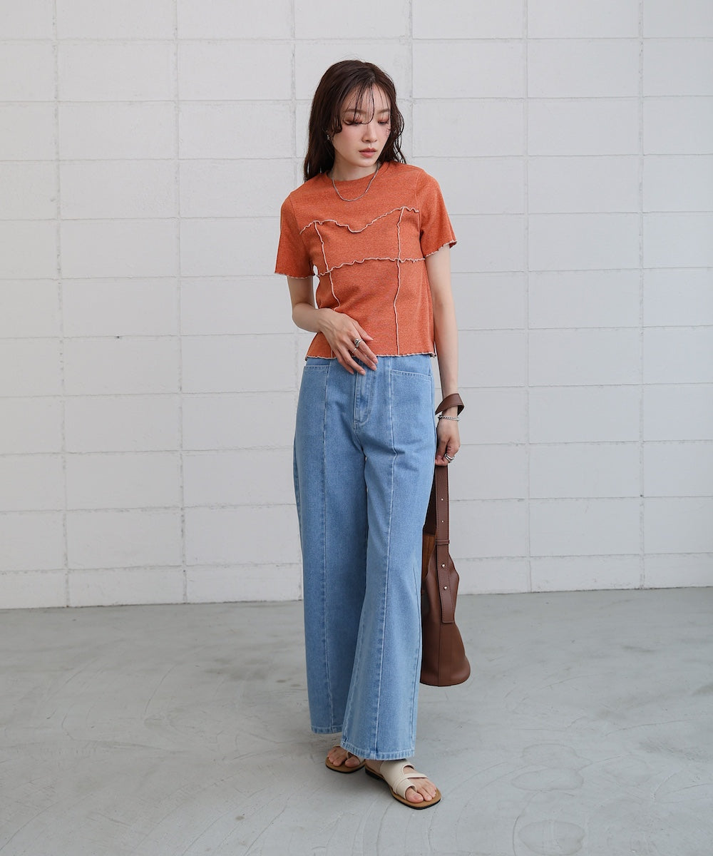 ビスチェライク配色メロウカットソー