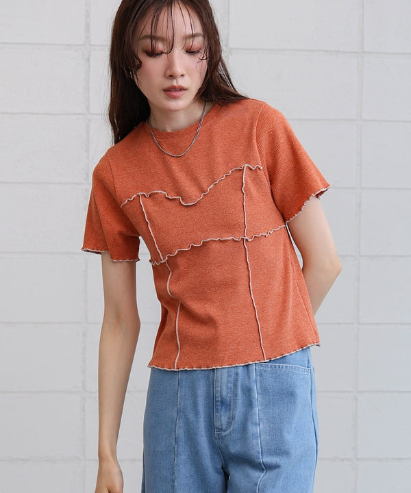 ビスチェライク配色メロウカットソー