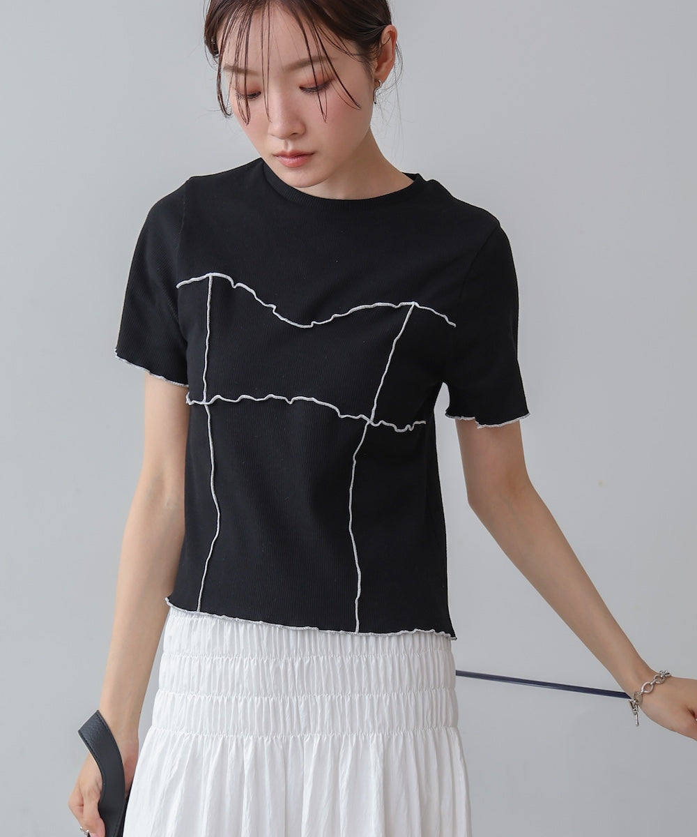 ビスチェライク配色メロウカットソー