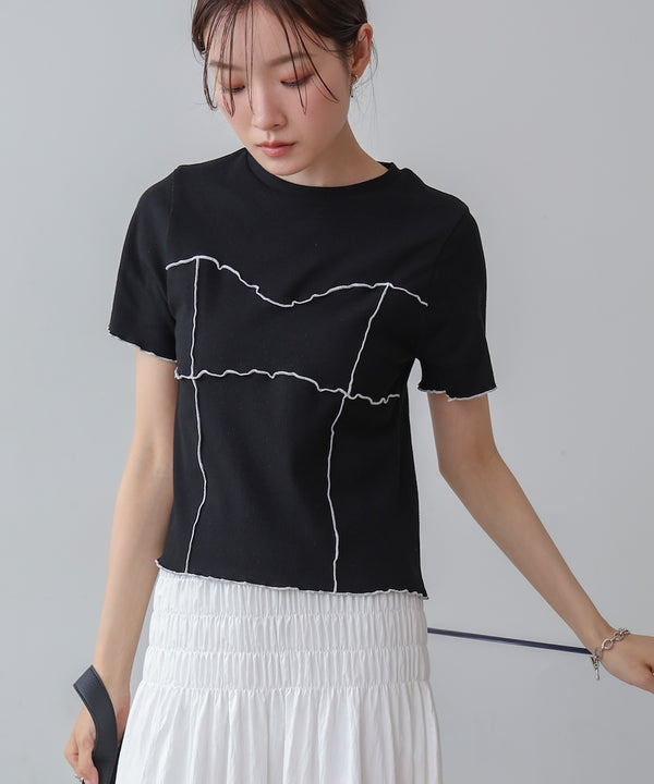 ビスチェライク配色メロウカットソー