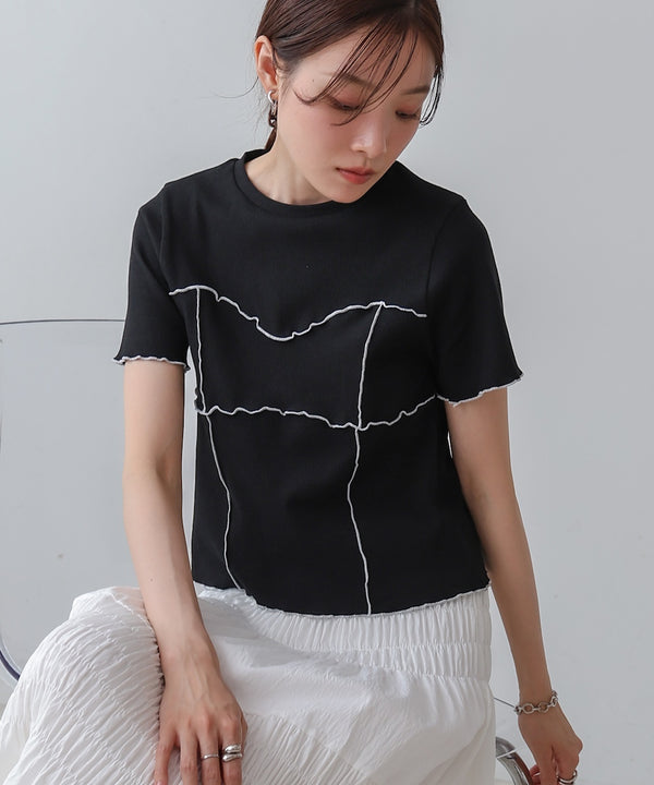 ビスチェライク配色メロウカットソー