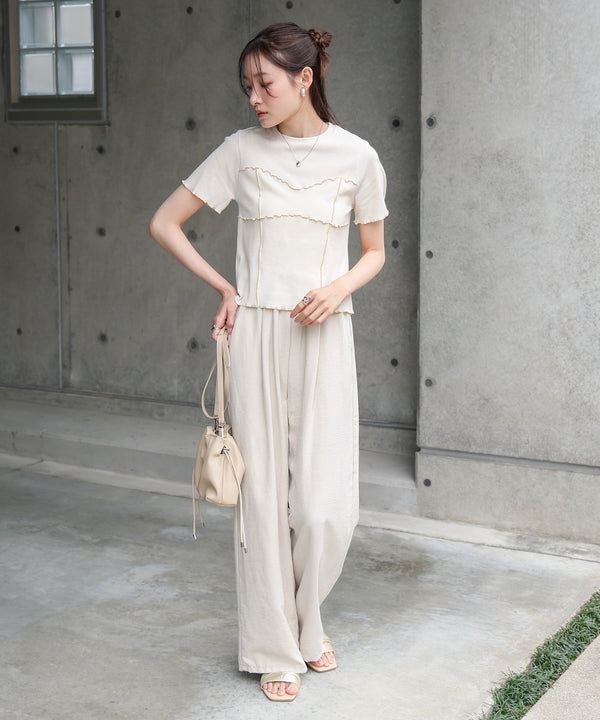 ビスチェライク配色メロウカットソー