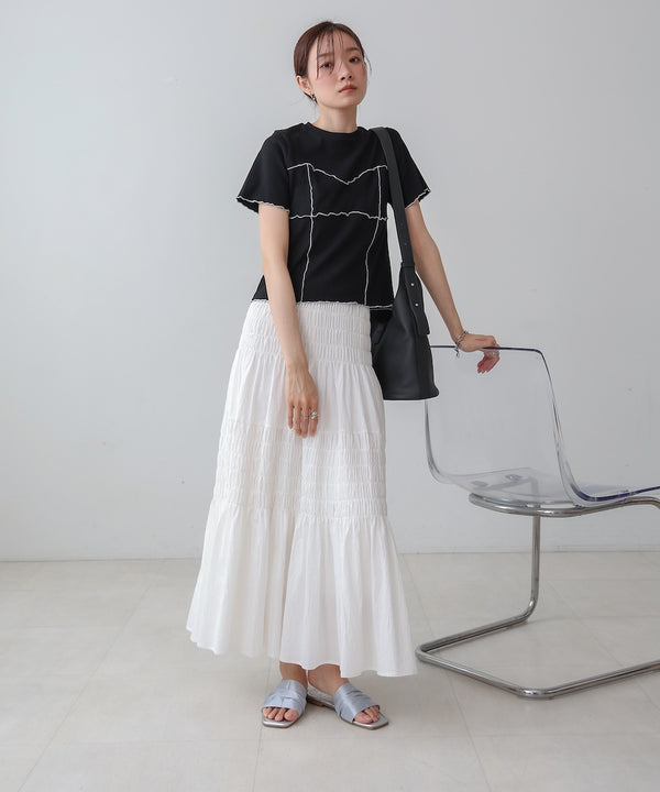 ビスチェライク配色メロウカットソー