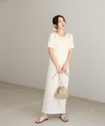 リブカットソーレイヤード風半袖ワンピース