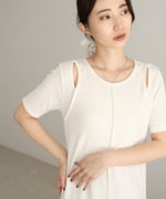 リブカットソーレイヤード風半袖ワンピース