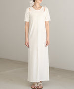 リブカットソーレイヤード風半袖ワンピース