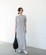 リブカットソーレイヤード風半袖ワンピース