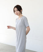 リブカットソーレイヤード風半袖ワンピース