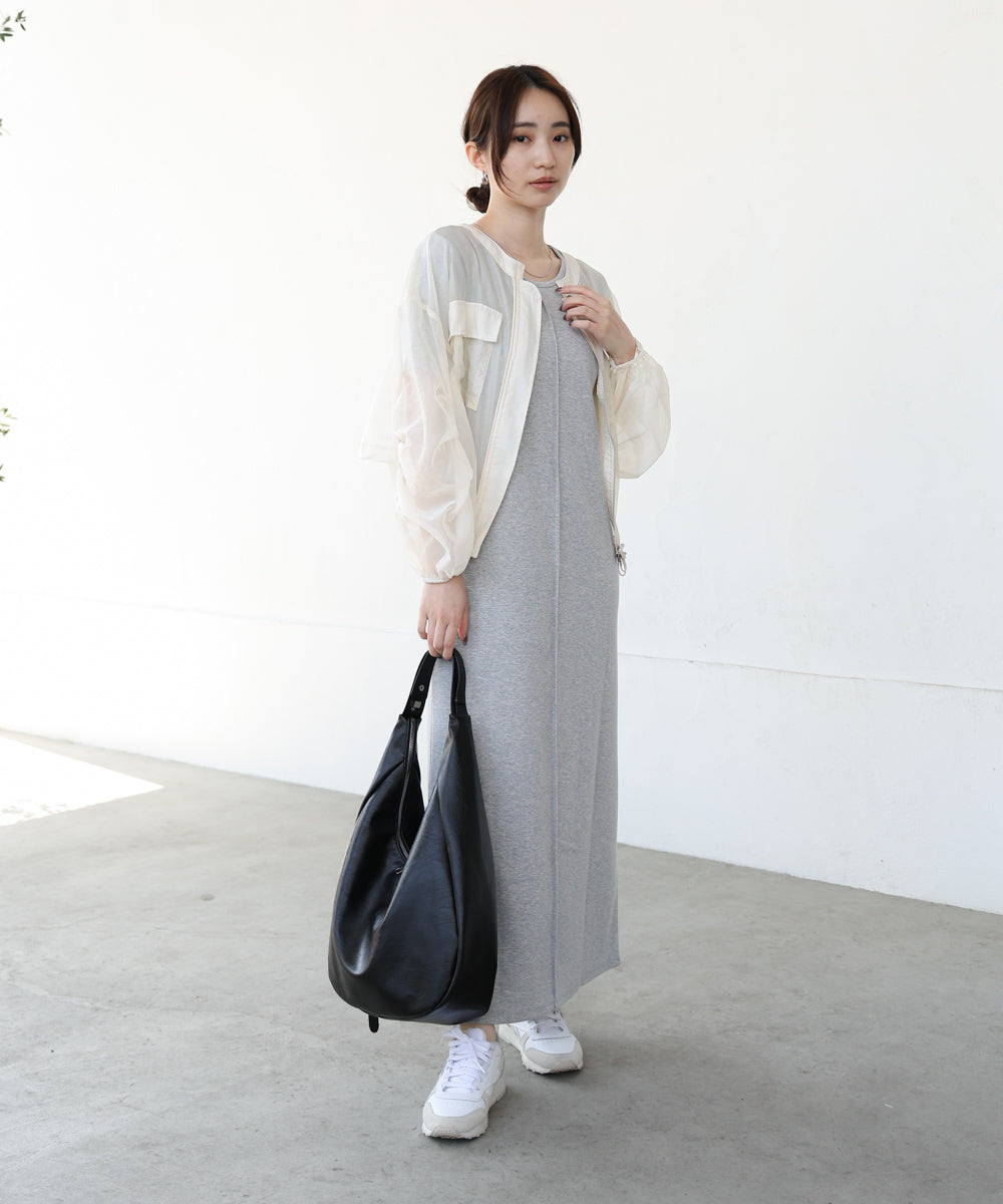 リブカットソーレイヤード風半袖ワンピース