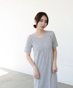 リブカットソーレイヤード風半袖ワンピース