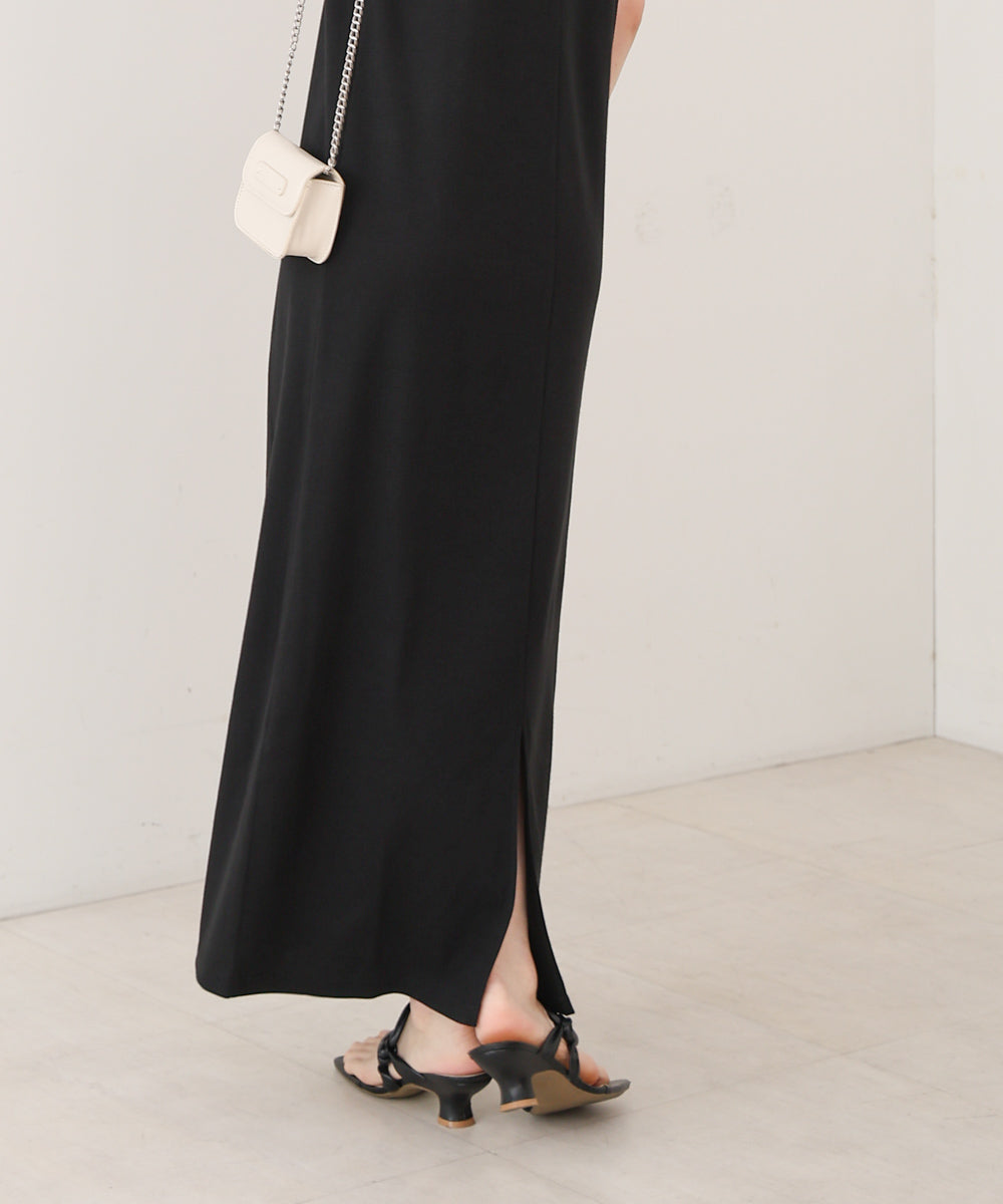 リブカットソーレイヤード風半袖ワンピース