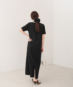 リブカットソーレイヤード風半袖ワンピース