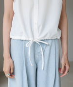 ブロード裾リボンバルーンスリーブシャツ