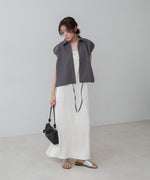 ブロード裾リボンバルーンスリーブシャツ