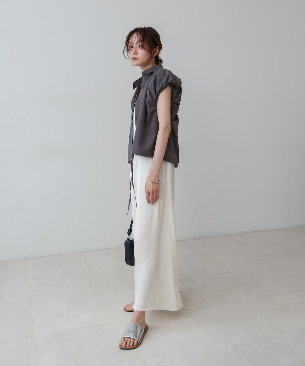 ブロード裾リボンバルーンスリーブシャツ