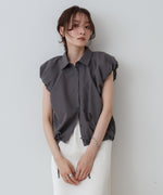 ブロード裾リボンバルーンスリーブシャツ