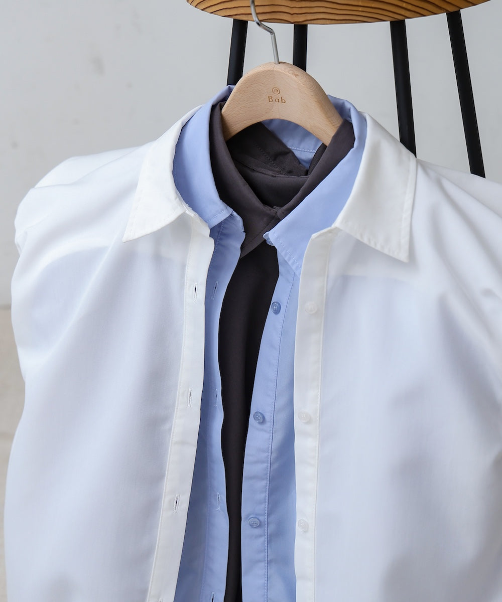 ブロード裾リボンバルーンスリーブシャツ