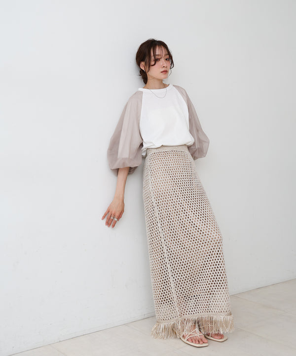 チュールバルーンスリーブシャツ