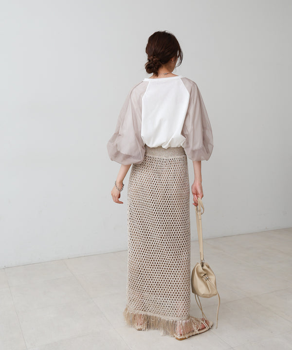 チュールバルーンスリーブシャツ