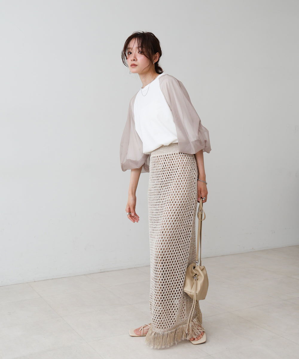 チュールバルーンスリーブシャツ