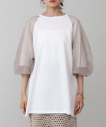 チュールバルーンスリーブシャツ