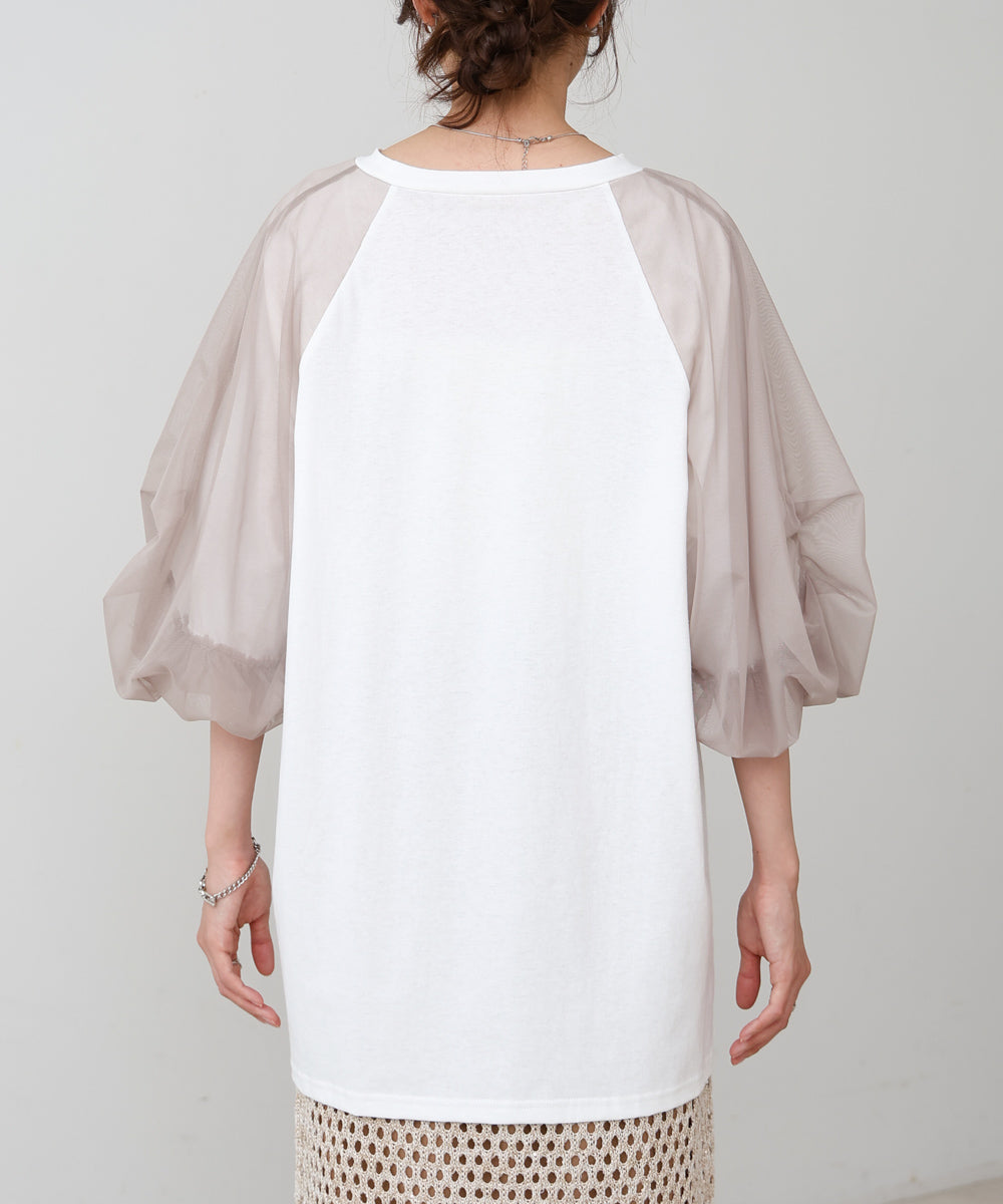 チュールバルーンスリーブシャツ