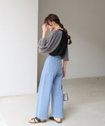 チュールバルーンスリーブシャツ