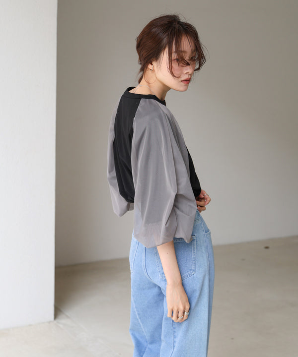 チュールバルーンスリーブシャツ