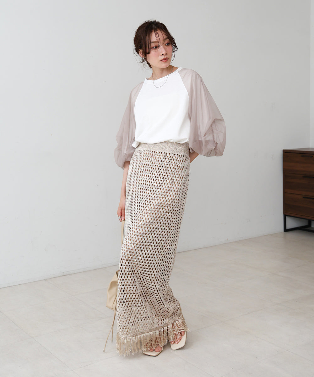 チュールバルーンスリーブシャツ