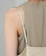 シワ加工サテンチュールレース切替キャミワンピース