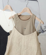 シワ加工サテンチュールレース切替キャミワンピース