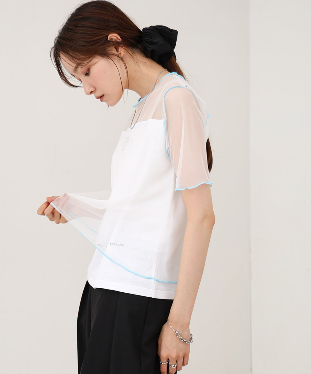 カラーメローチュールレイヤードＴシャツ