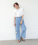 ビックカラーハーフスリーブブラウス