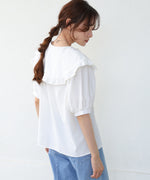 ビックカラーハーフスリーブブラウス