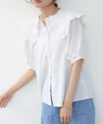 ビックカラーハーフスリーブブラウス