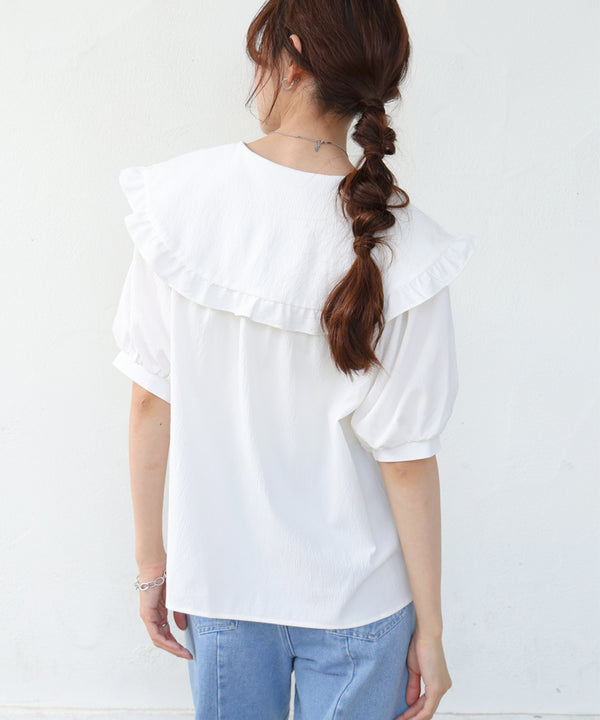 ビックカラーハーフスリーブブラウス