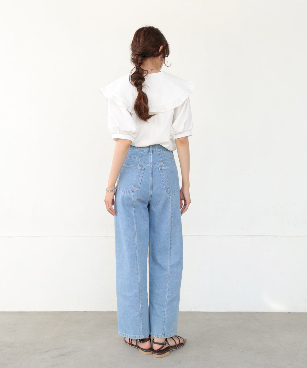 ビックカラーハーフスリーブブラウス