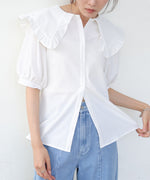 ビックカラーハーフスリーブブラウス