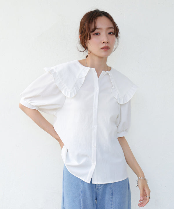 ビックカラーハーフスリーブブラウス