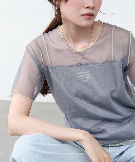 カラーメローチュールレイヤードTシャツ