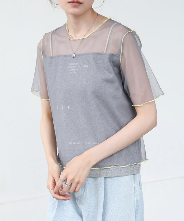 カラーメローチュールレイヤードＴシャツ