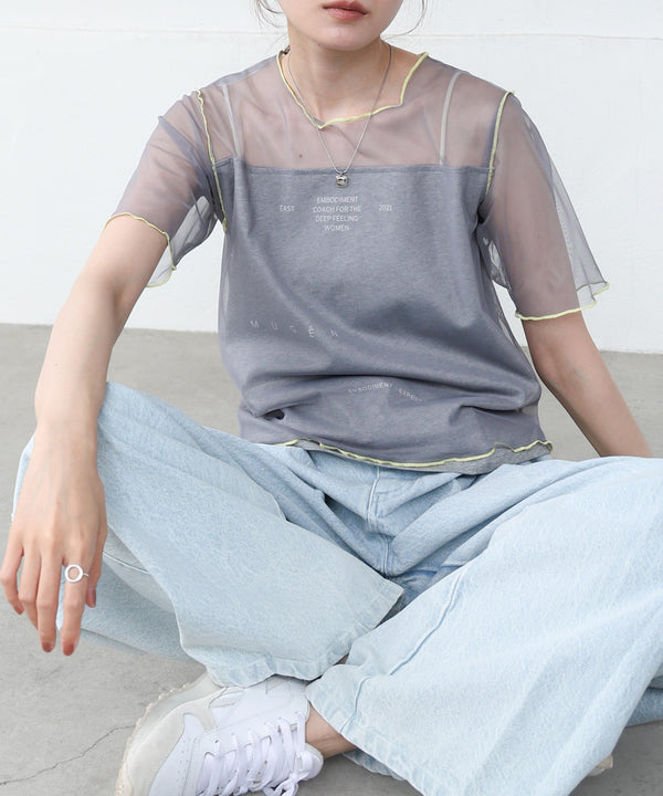 カラーメローチュールレイヤードＴシャツ