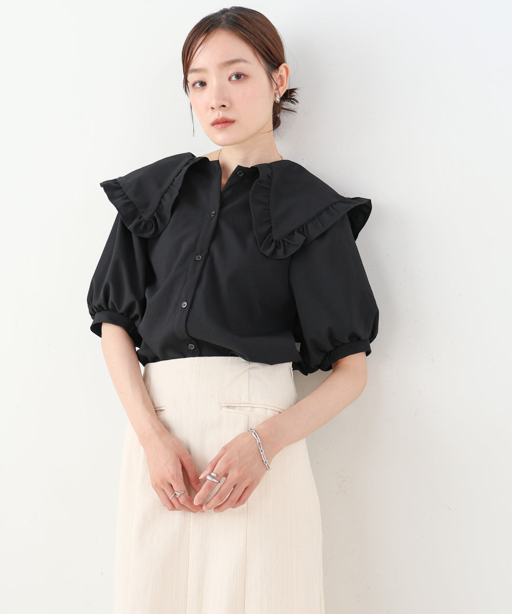ビックカラーハーフスリーブブラウス
