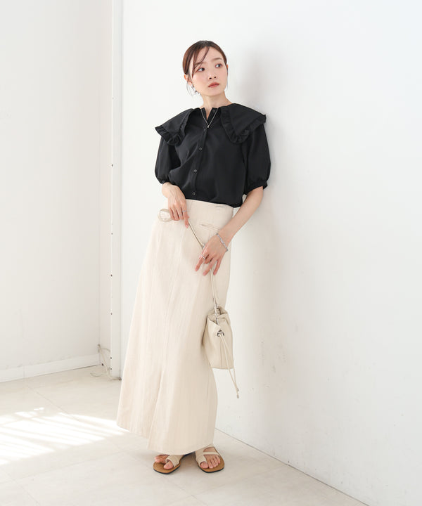 ビックカラーハーフスリーブブラウス