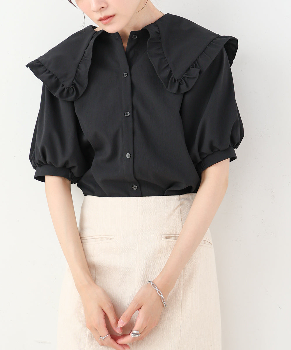 ビックカラーハーフスリーブブラウス