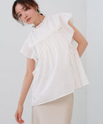 キャンブリックボイル　ピンタックフリルブラウス