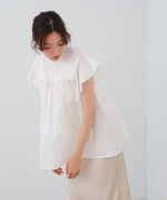 キャンブリックボイル　ピンタックフリルブラウス